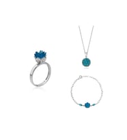 Lotus Çiçeği Yüzük.kolye Ve Bileklik Seti 925 Ayar Gümüş Set