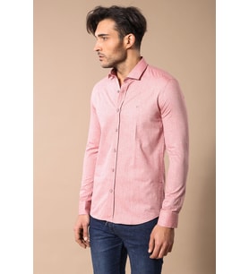 Pembe Pamuklu Erkek Gömlek  Wessi (Kırmızı)