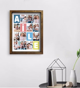 BK Gift Kişiye Özel Aile Temalı Doğal Masif Ahşap Çerçeveli Tablo 45x65cm-1