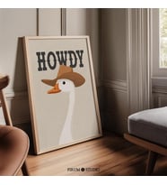Howdy Goose Western Duvar Sanatı, Kovboy Şapkalı Aptal Kaz Poster, Trend Western