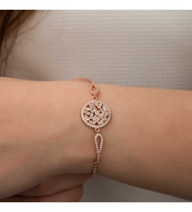 Gümüş Rose Baget Taşlı Bileklik