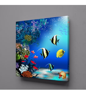 AKVARYUMDA BALIKLAR KANVAS TABLO 60x60cm (Karışık)