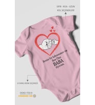 Benim Bir Kahramanım Varc Ben Ona Baba Diyorum Baskılı Bebek Zıbını – Çıtçıtlı Body  Kısa Kol (Koyu Pembe)