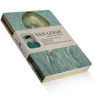 Self-Portrait Series II - A5, Van Gogh 4'lü Defter Seti V, Çizgisiz, Toplam 256 Sayfa, Her biri 64 Sayfa, Tel Dikiş, Esnek Kapak, Oval Kenar, Tuval Doku, 60 gram, Sarı Krem Renk