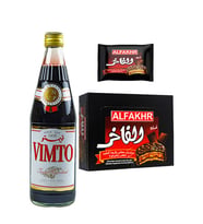 VIMTO Syrup 700 GR gerçek meyve suları "ORJINAL"+ ALFAKHR ÇIKOLATA KREMALI BESKÜVI 30 GR X 24 ADET
