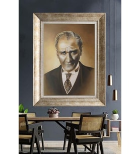 Gümüş Çerçeveli Atatürk Tablo ds13