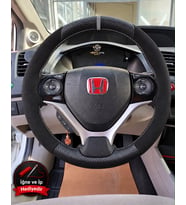 Honda Civic FB7 Dikme Direksiyon Kılıfı Alcantara Süet Mat Karbon Gri Yüzük ve Dikiş 2012-2016