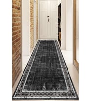Dijital Baskılı Kaymaz Taban Yıkanabilir Modern Yolluk Ve Koridor Halısı NDU-HT-238 (Siyah)