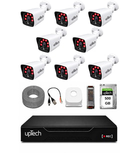 UPTECH 8 Kameralı Güvenlik Kamera Seti 2MP 1080P Full HD 6 Atom LED Gece Görüşlü 500GB HDD 5525