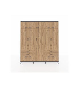 Arges Gardrop 12 Raflı 4 Çekmeceli 2 Askılı 220x30x243 Antrasit-Çam