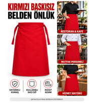 Baskısız Belden Önlük, Cepli Bağlamalı Garson, Aşçı, Mutfak, Restoran ve Kafe Önlüğü