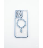 İphone 14 Pro Max Mavi Kenarları Taşlı Magsafe Kılıf modeli