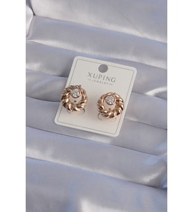 XUPİNG Rose Renk Oval Zirkon Taşlı Burgu Model Küpe (Karışık)