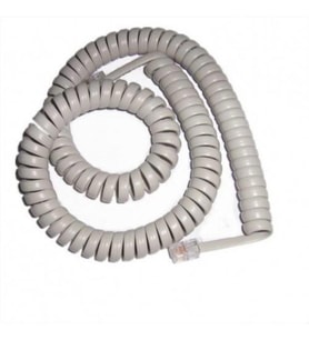 Krem Spiralli Telefon Ahize Kablosu 4P4C