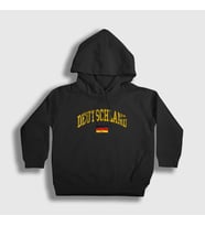 Presmono Unisex Çocuk Siyah Deutschland Almanya Bayrağı Kapüşonlu Sweatshirt 480082tt