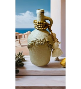 Beyaz Dokulu Handmade Sürahi Şişe Şamdan