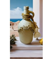 Beyaz Dokulu Handmade Sürahi Şişe Şamdan