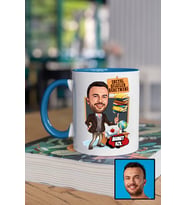 Erkek Sosyal Bilgiler Öğretmenine Hediye Karikatürlü Mavi Kupa Bardak