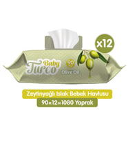 Baby Turco Zeytinyağlı Islak Bebek Havlusu 12x90 Adet
