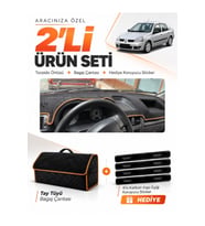 e-biz RENAULT CLİO SYMBOL AİRBAGSİZ (2002-2008) Torpido + Tay Tüyü Çanta - Siyah-Kahverengi - RE011