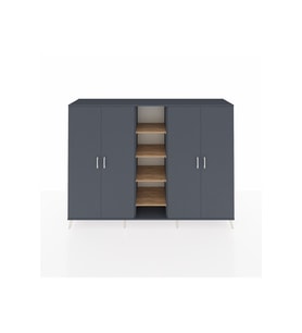 Hyperion Dolap 12 Raflı 4 Kapaklı 220x44x163 Antrasit-Antrasit/Çam