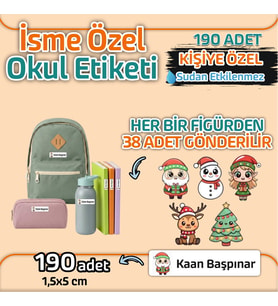 Kapbirhediye Okul Etiketi Isme Özel Kalem Defter Etiketi Yılbaşı Temalı 190 Adet