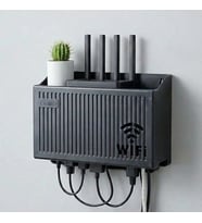 Duvar Tipi Wi-Fi Modem Saklama Kutusu(Siyah) – Kablo Düzenleyici Router Raf Organizer (5343)