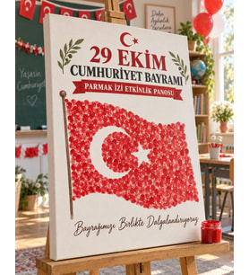 Türk Bayrağı Parmak İzi Panosu - 29 Ekim Cumhuriyet Bayramı Sınıf Etkinliği