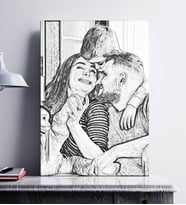 Kişiye Özel Fotoğrafından Karakalem Çizim Kanvas Tablo 35x50 cm