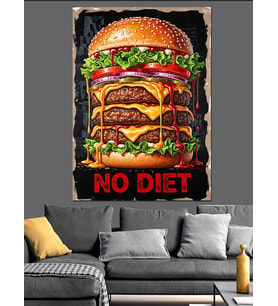 Hamburger Lezzetli Yemek Posteri Dekoratif Kanvas - Mdf Ahşap Tablo