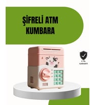 Atm Tasarımlı Pembe Işıklı Sesli Çocuk Kumbarası