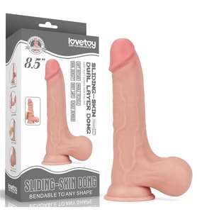 Tam Testisli Hareketli Deri Ultra Yumuşak Çift Katmanlı Penis 22 CM - Sliding Skin Dual Layer Dong Whole Testicle