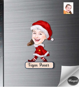 Kişiye Özel Yılbaşı Çocuk Ahşap Magnet -1