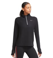 Nike Therma Dri-Fit Yarım Fermuarlı El Korumalı Koşu Üstü Siyah
