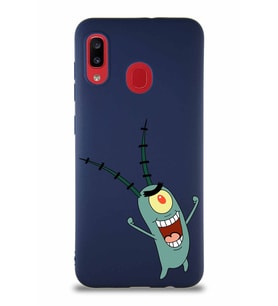 Samsung Galaxy A30 Soft Premier Kapak Plankton Tasarımlı Silikon Kılıf - Lacivert (Şeffaf)