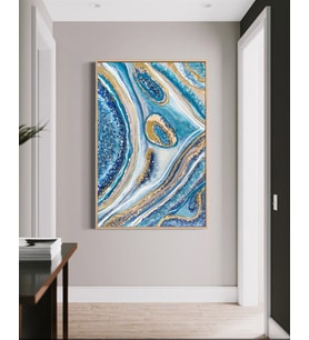Tablolife Blue Sparkle Yağlı Boya Dokulu Tablo 75X100,Çerçeve;Gümüş