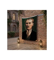 Sivil Başkumandan Gazi Mustafa Kemal Atatürk poster Bayrak Raşel Kumaş 100x150 cm ATA6
