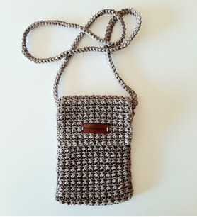 Mi-Knitting, Vizon Rengi Kadın Çantası, Telefon Çantası, El Yapımı Çapraz Çanta