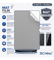 SChitec G-TAB T9 Uyumlu Ön Yüzey Mat Hidrojel Ekran Koruyucu
