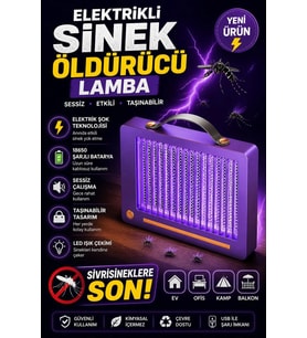 Elektrikli Sinek Öldürücü Lamba Şarjlı, Sessiz, Led Işıklı Etkili Koruma
