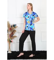 Kadın Penye Kısa Kol Pijama Takım Saks