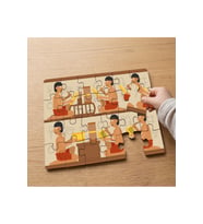 Antik Mısır Katipleri Tasarımlı 24 Parça Ahşap Çocuk Puzzle