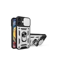 Apple İphone 16 Kılıf Pars Lens Yüzüklü Silikon - Gümüş