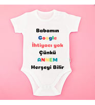 Komik Sözlü Anne Temalı Bebek Zıbını – “Babamın Google’a İhtiyacı Yok” Tasarım Body