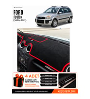 FORD FUSİON (2009-2012) Uyumlu Torpido Örtüsü Torpido Kılıfı - Siyah Kırmızı