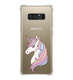 Samsung Galaxy Note8  Köşe Korumalı Antişok Kapak Unicorn Tasarımlı Şeffaf Silikon Kılıf