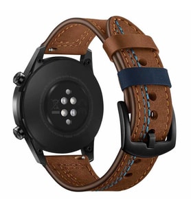 ​​Galaxy Watch 42mm (20mm) KRD-19 Dikişli Deri Tasarım Kordon Siyah