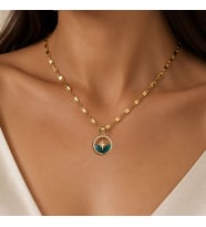 BK Gift Pusula Yıldız Figürlü Mavi Taşlı Kadın Kolye - Kararma Yapmayan Gold Çelik Kolye