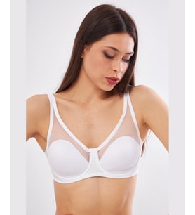 Le Jardin Linda Tül Detaylı Toparlayıcı İnce Soft Cup Sütyen (B-C CUP) -9200 (Beyaz)