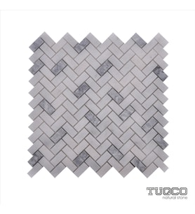 Herringbone Muğla B. - Gümüş Honlu Mermer Mozaik